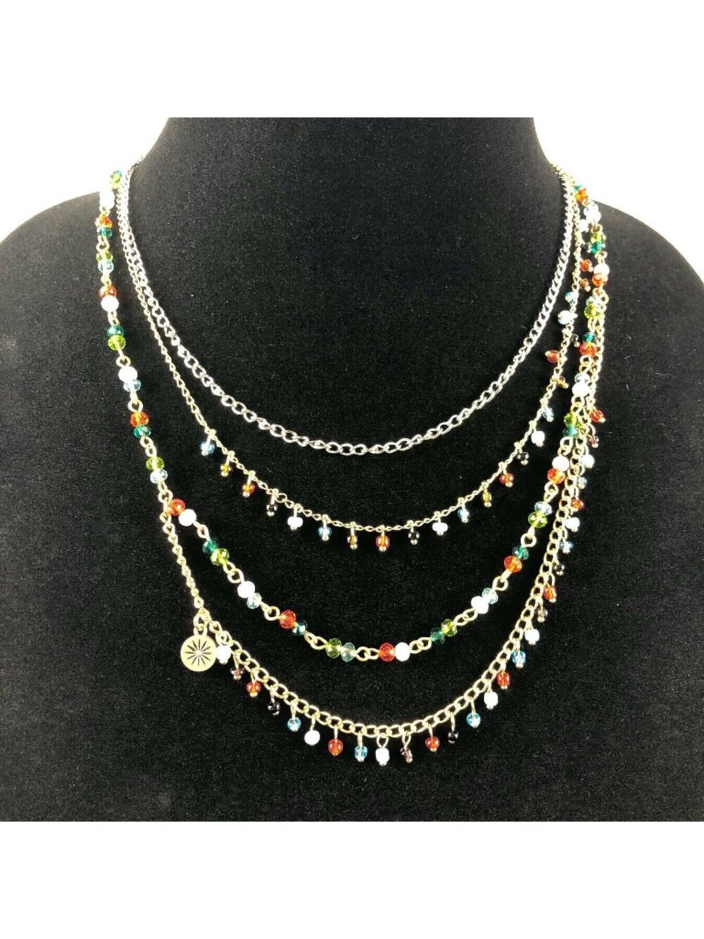 Vera Wang Necklace Gold & Silver-tone 20" Multi-Color Beaded